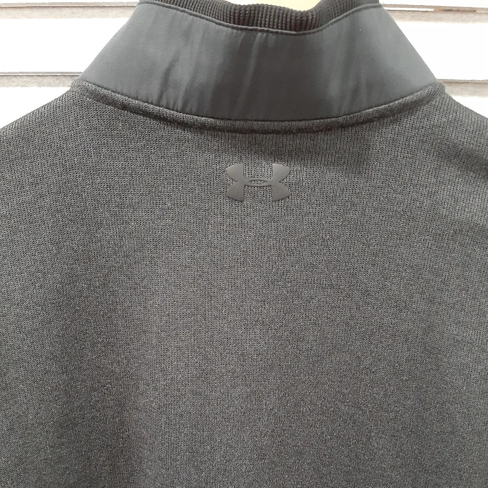 UNDER ARMOUR MENS STORM SWEATER FLEECE HEATHER SNAP MOCK SHIRT BLACK - Picture 8 of 9